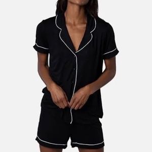 Women's Black Pajama Set with White Trim